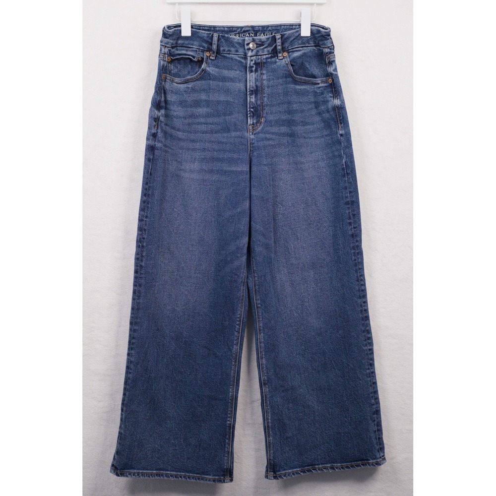 AMERICAN EAGLE Curvy Super High-Rise Baggy Wide Leg Jeans Medium Wash 12 Short - Picture 3 of 10